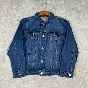 Levis Boys Denim Trucker Jacket Blue Size M 10-12 Years Medium Wash Cotton